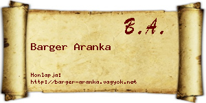Barger Aranka névjegykártya